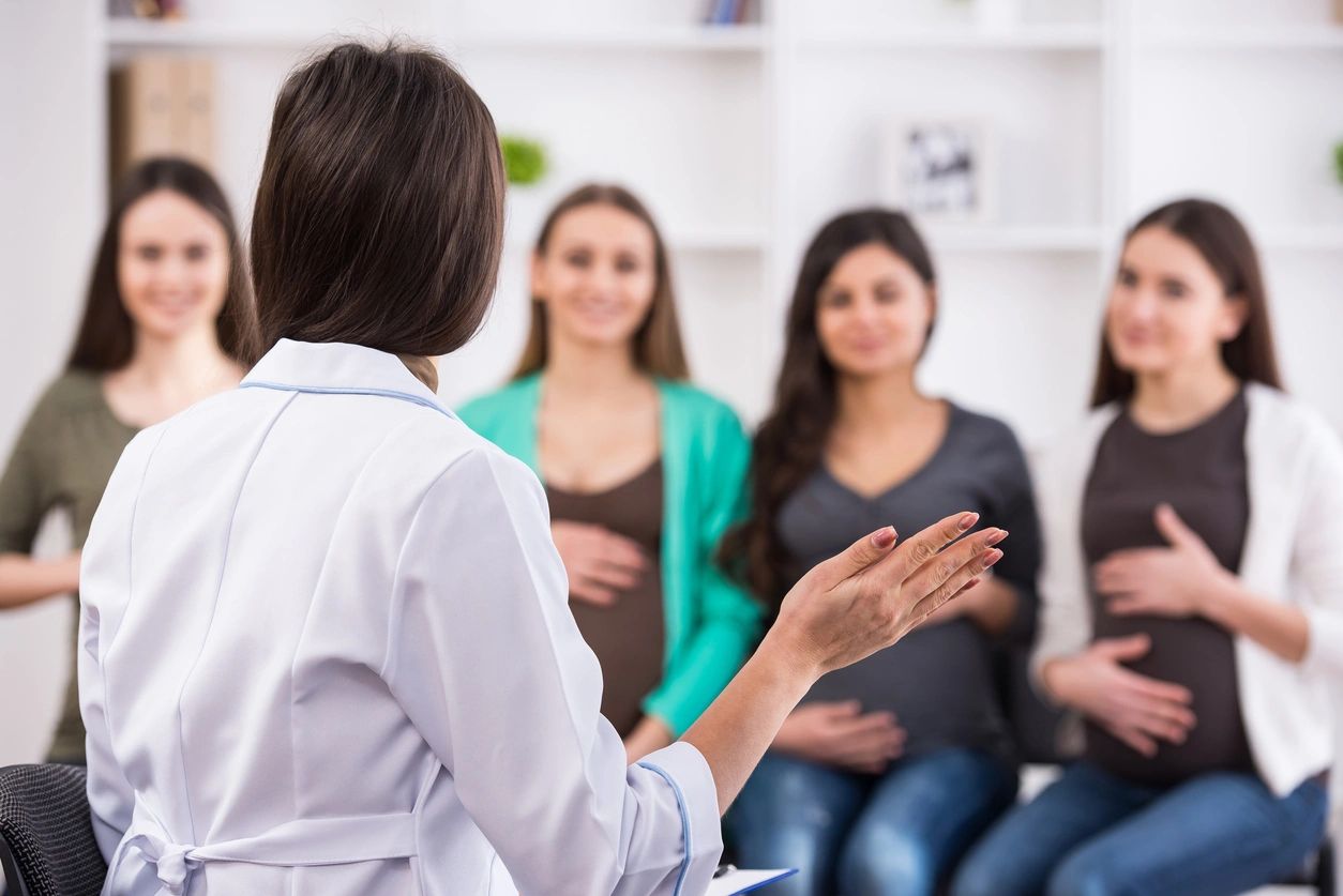 Pregnant women attending a prenatal class.