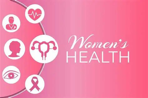 Women's health symbols on pink background.